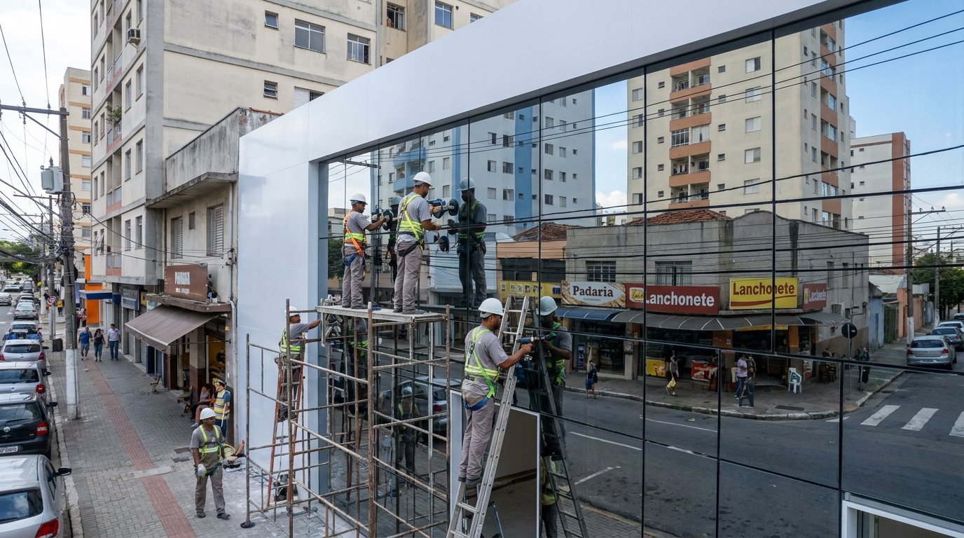 Fachada espelhada em esquina em Santo André-SP